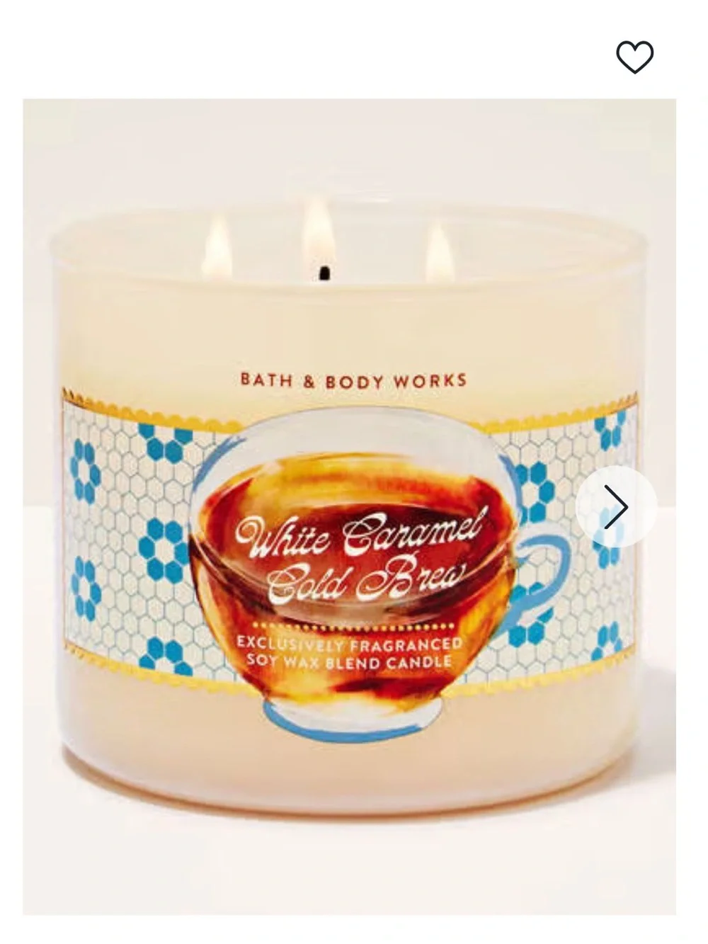 Bath & Body Works White Caramel Cold Brew 3-Wick Candle - Cream & Blue Label